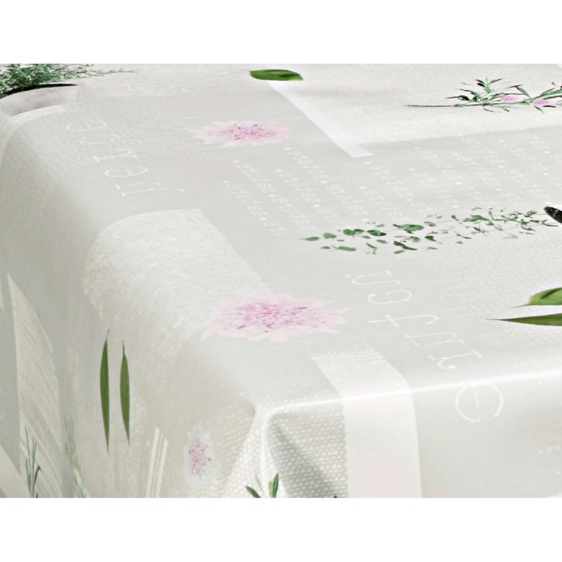 Nappe Aromatic Rectangulaire en Toile Cirée 140x200 cm Écru Naturel