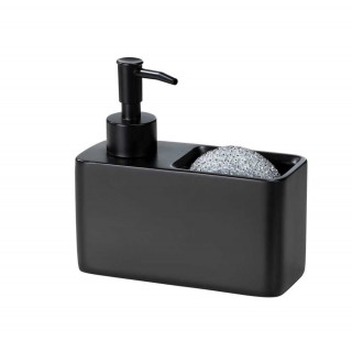 Distributeur de savon avec porte éponge - Noir