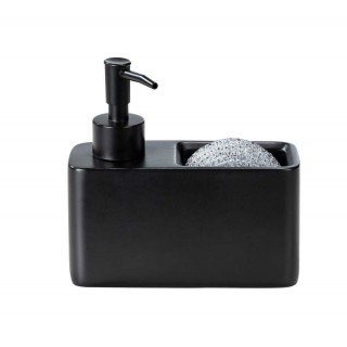 Distributeur de savon avec porte éponge - Noir