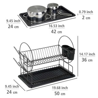 Égouttoir vaisselle à 2 niveaux - Noir