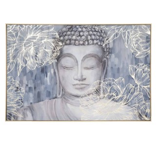 Toile imprimée encadrée Bouddha effet alu - 60 x 90 cm