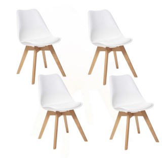Lot de 4 chaises design scandinave Baya - Blanc