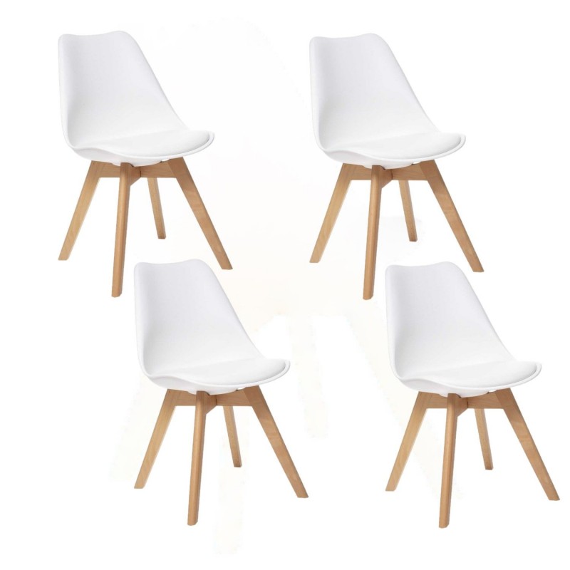 Lot de 4 chaises design scandinave Baya - Blanc
