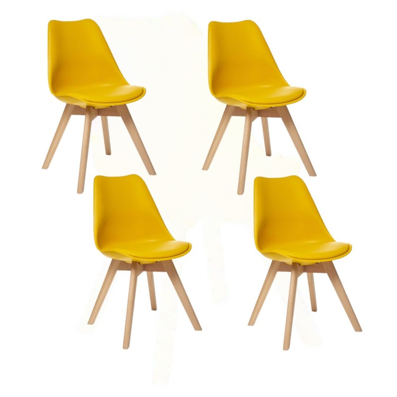 Lot de 4 chaises design scandinave Baya - Jaune