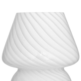 Lampe champignon en verre - Hauteur 18 cm - Blanc