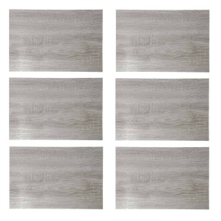 Lot de 6 sets de table rectangulaire Bois gris - 45 x 30 cm - Gris