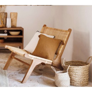 Coussin de chaise brodé rectangulaire Starke - 40 x 40 cm - Cannelle