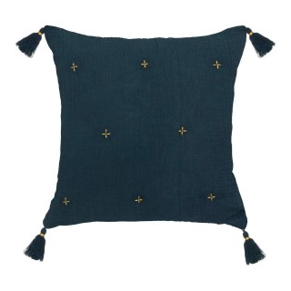 Coussin de chaise brodé rectangulaire Starke - 40 x 40 cm - Bleu nuit