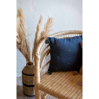 Coussin de chaise brodé rectangulaire Starke - 40 x 40 cm - Bleu nuit