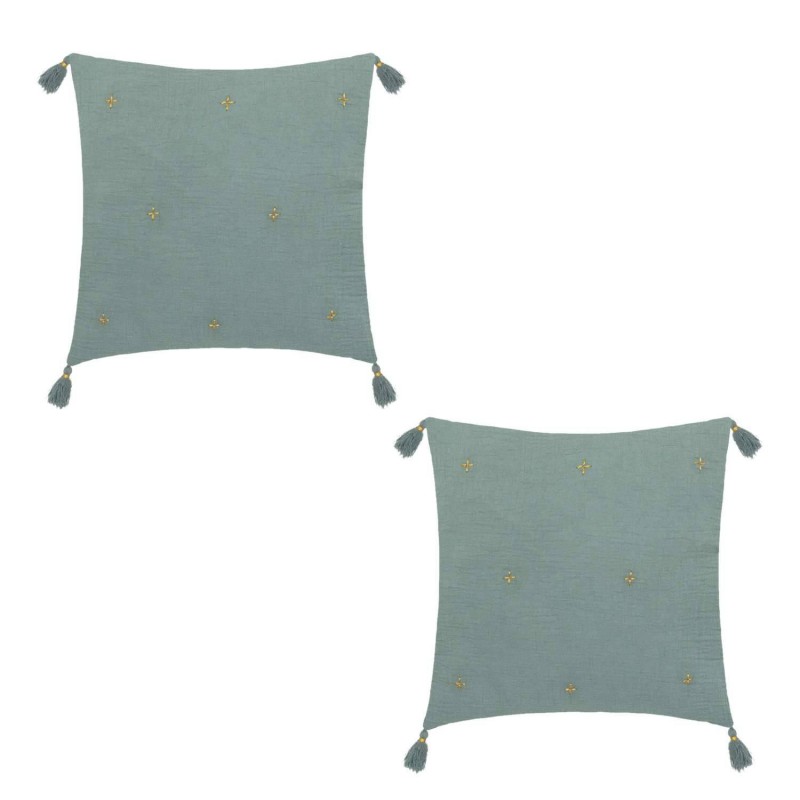 Lot de 2 coussins de chaise brodés rectangulaires Starke - 40 x 40 cm - Céladon