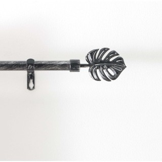 Kit de tringle à rideaux extensible Feuille - L120 /L210 cm - Patine Noir