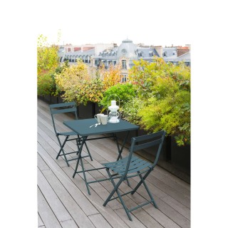 Lot de 2 chaises de jardin pliables en métal Greensboro - Bleu canard