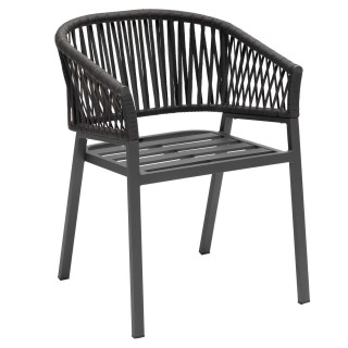 Lot de 2 fauteuils repas Oriengo aluminium et mailles tressées - Anthracite et graphite