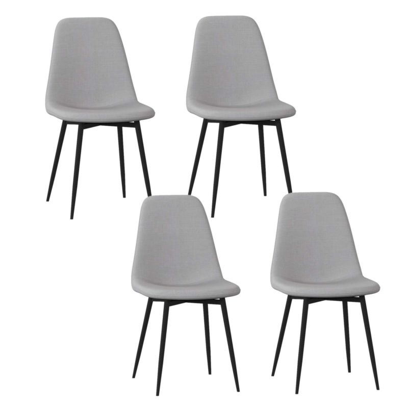 Lot de 4 chaises tissu avec pieds en métal NOKAS - Gris