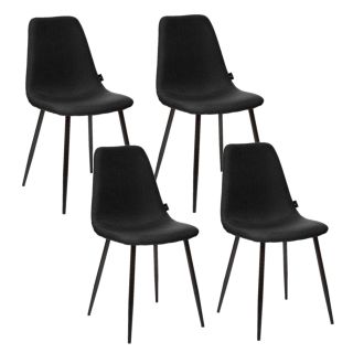 Lot de 4 chaises tissu avec pieds en métal NOKAS  - Noir