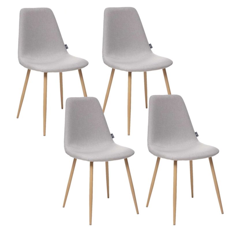 Lot de 4 - Chaise design scandinave Roka - Gris clair