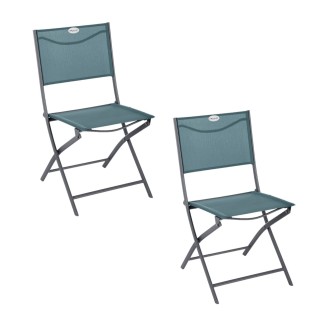 Lot de 2 chaises de jardin pliable Modula - Bleu Canard et Gris Graphite