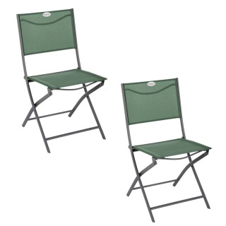 Lot de 2 chaises de jardin pliables Modula - Vert Olive et Gris Graphite