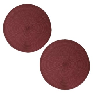 Lot de 2 sets de table Tressés Ronds - Diam. 38 cm - Rouge bordeaux