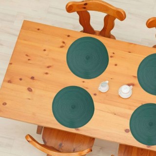 Lot de 2 sets de table Tressés Ronds - Diam. 38 cm - Vert émeraude