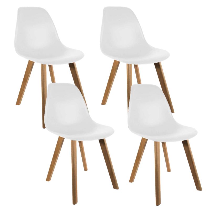 4 Chaises design scandinave à coque Holga - Blanc