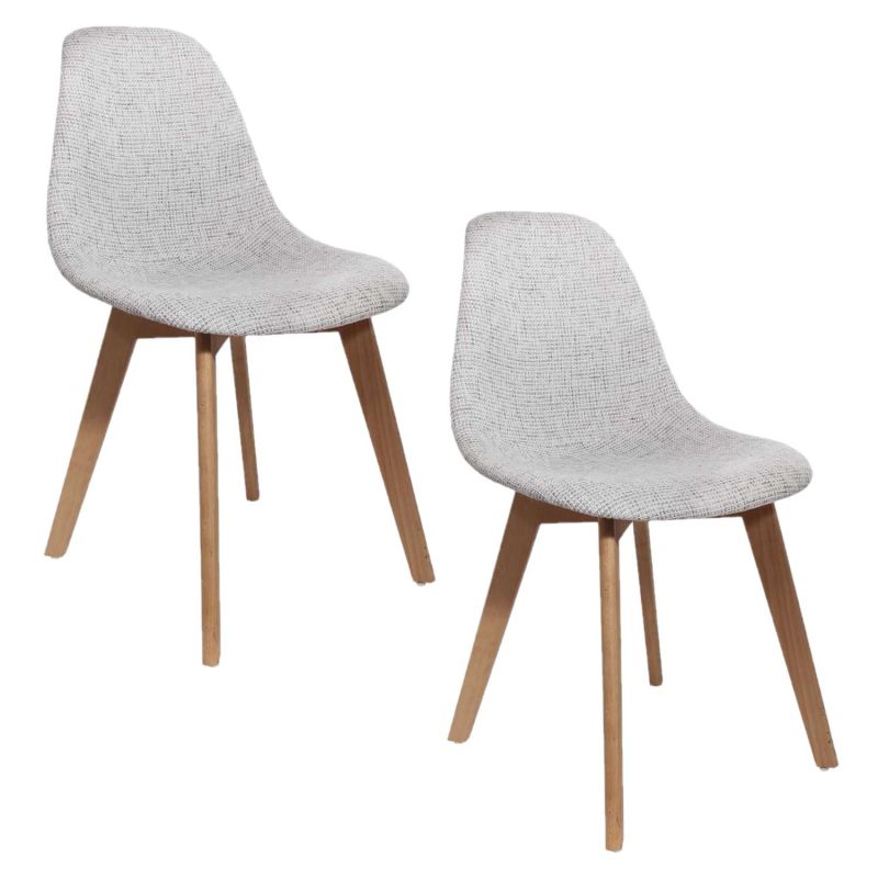 2 Chaises scandinaves design grosse maille Flora - Gris clair