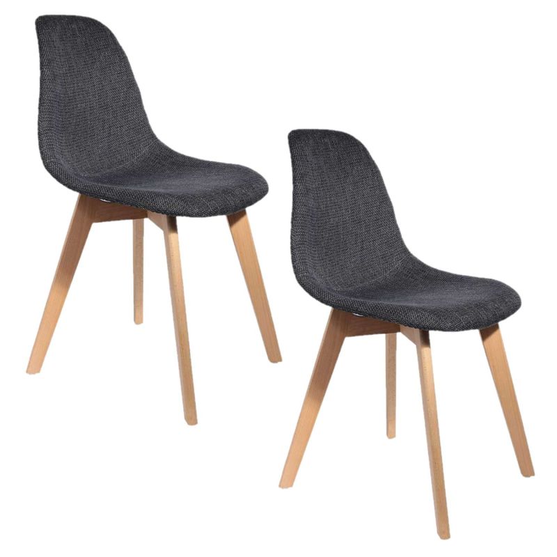 2 Chaises scandinaves design grosse maille Flora - Gris foncé