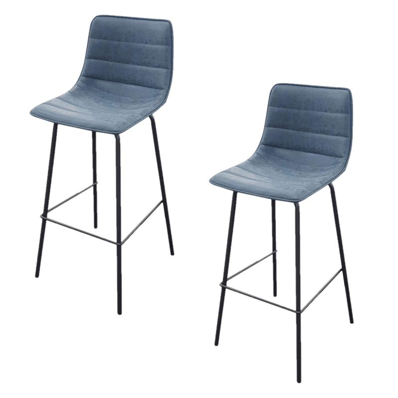 Lot de 2 Tabourets de bar design industriel Brooklyn - Bleu