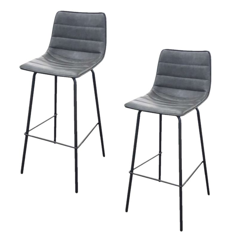 Lot de 2 Tabourets de bar design industriel Brooklyn - Gris