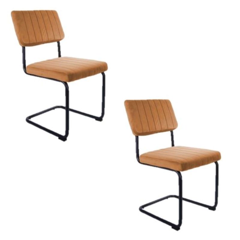 2 Chaises cantilevers design velours Keen - Marron terracotta