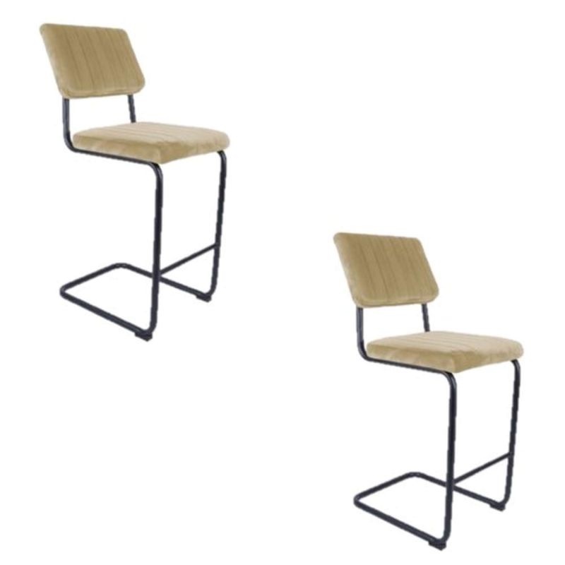 2 Tabourets de bar cantilevers design velours Keen - Beige