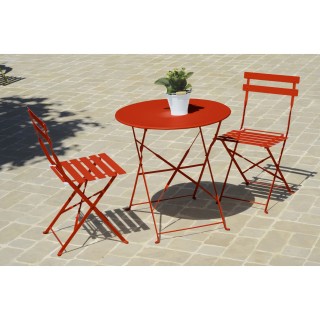 Table de jardin pliante ronde Palma - 2 places - Orange