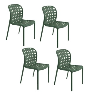 Lot de 4 chaises de jardin en polypropylène Sienne - Kaki