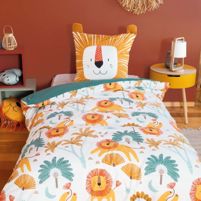 Parure de lit enfant Lion - 100% polyester 72g/m² - 140 x 200 cm