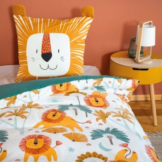 Parure de lit enfant Lion - 100% polyester 72g/m² - 140 x 200 cm