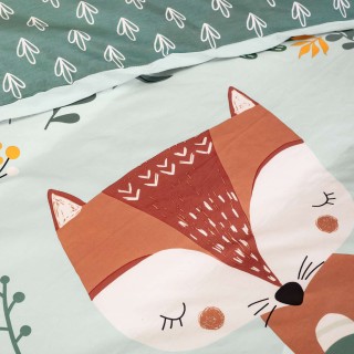 Parure de lit enfant Renard - 100% coton 57 fils/cm² - 140 x 200 cm