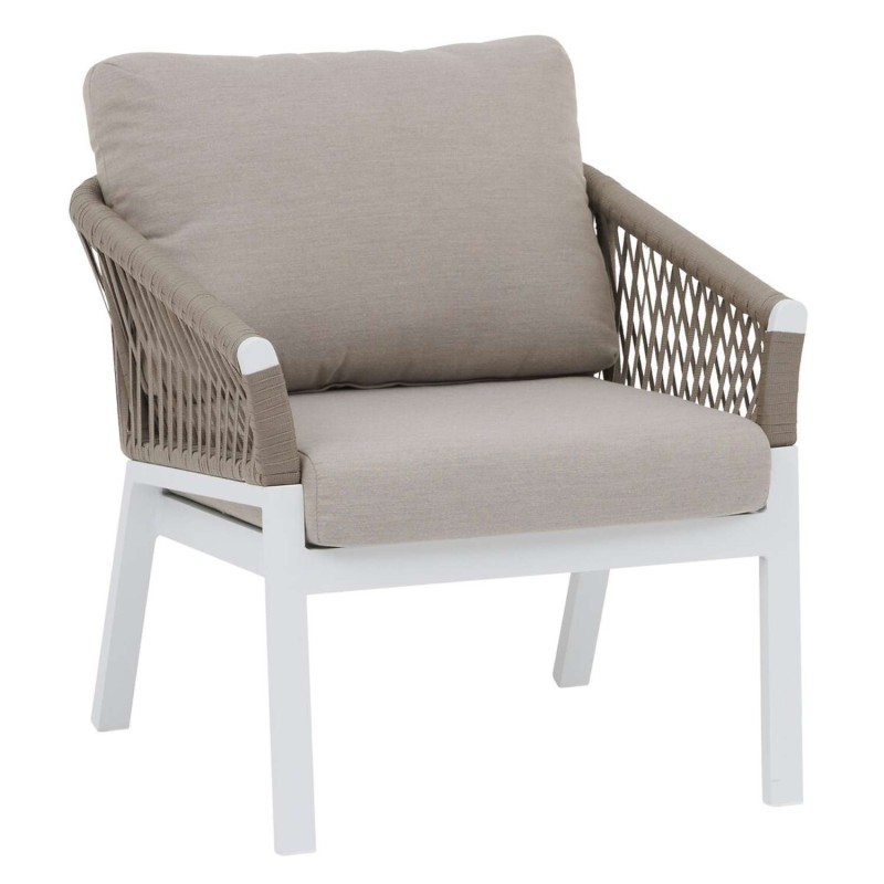 Fauteuil de jardin en aluminium Oriengo - Taupe et Blanc