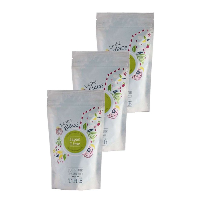 Lot 3x Thé vert mélange Japan Lime - 10 sachets - Doypack 60g