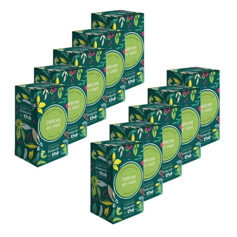 Lot 10x Thé Délices en Vert - 5 sachets - Boîte 10g