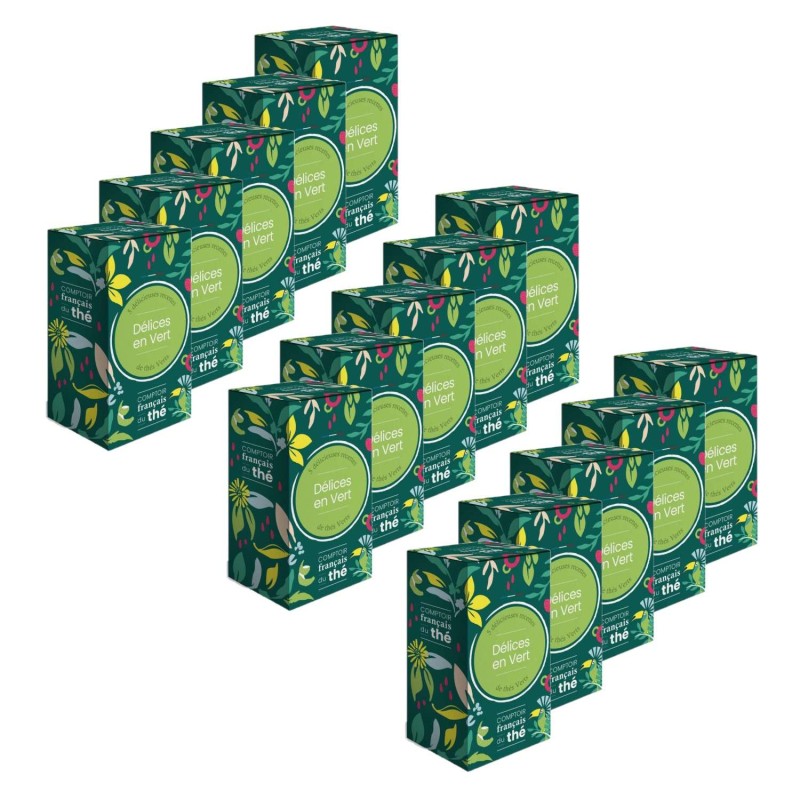 Lot 15x Thé Délices en Vert - 5 sachets - Boîte 10g