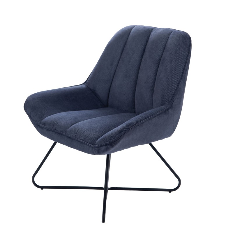 Fauteuil tissu et métal Louis - Bleu