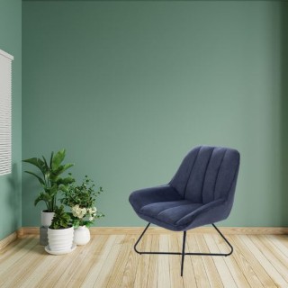 Fauteuil tissu et métal Louis - Bleu