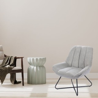 Fauteuil tissu et métal Louis - Beige