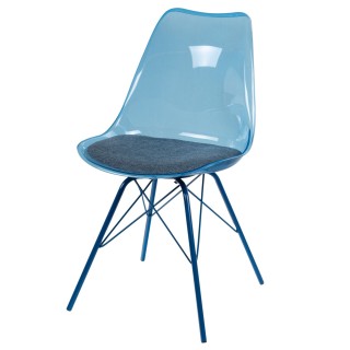 Lot de 4 chaises Diane avec coussin d'assise - Bleu