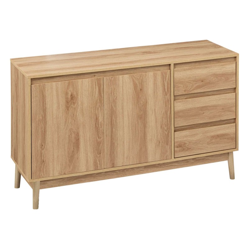 Buffet 2 portes et 3 tiroirs Liam en bois - Marron