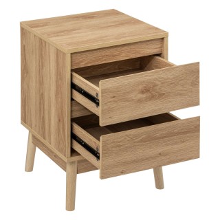 Table de chevet 2 tiroirs Liam en bois - Marron