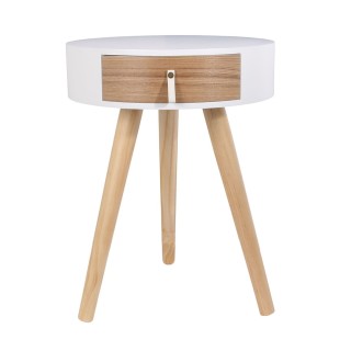 Lot de 2 tables de chevet scandinaves Nora - Diam. 35 x H. 45 cm - Blanc