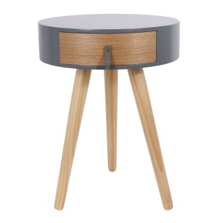 Lot de 2 tables de chevet scandinaves Nora - Diam. 35 x H. 45 cm - Gris