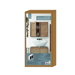 Armoire murale 2 portes Bali en cannage - Marron