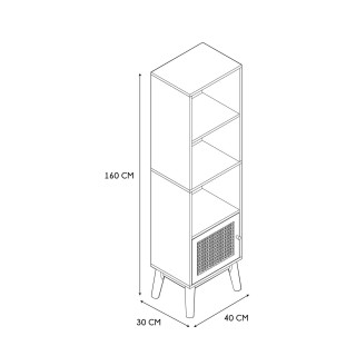 Colonne de rangement Bali en cannage -  Marron